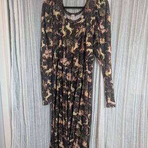 Samantha Pleet Black and Gold Long Sleeve Dress
